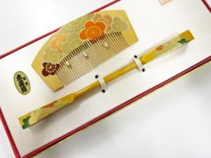 アンティーク　漆塗り蒔絵　櫛・笄セット